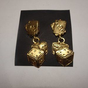 Vtg. 1995 BG Aces~Dice Dangle Earrings